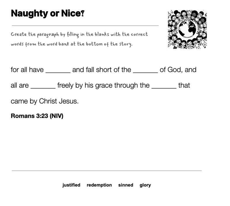 Naughty or Nice? fill-in-the-blank